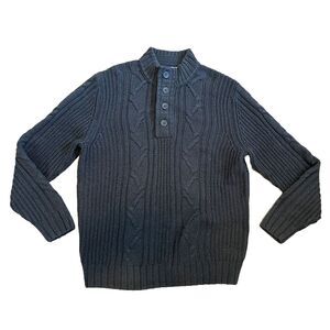Cabela's‎ Mens Heavy Weight Knit Sweater With Buttons Large Gray